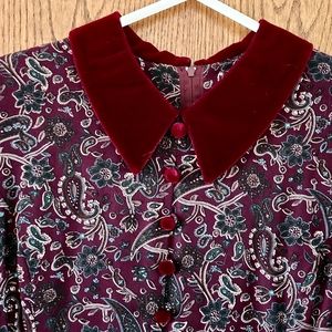 Vintage Misses Dress - Halmode Petites Size 12 - Rayon with velvet trim